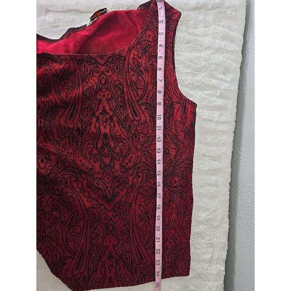 French Laundry Velvet Stretch Black Red Cami Cardigan Large Whimsigoth Vamp - Picture 5 of 8